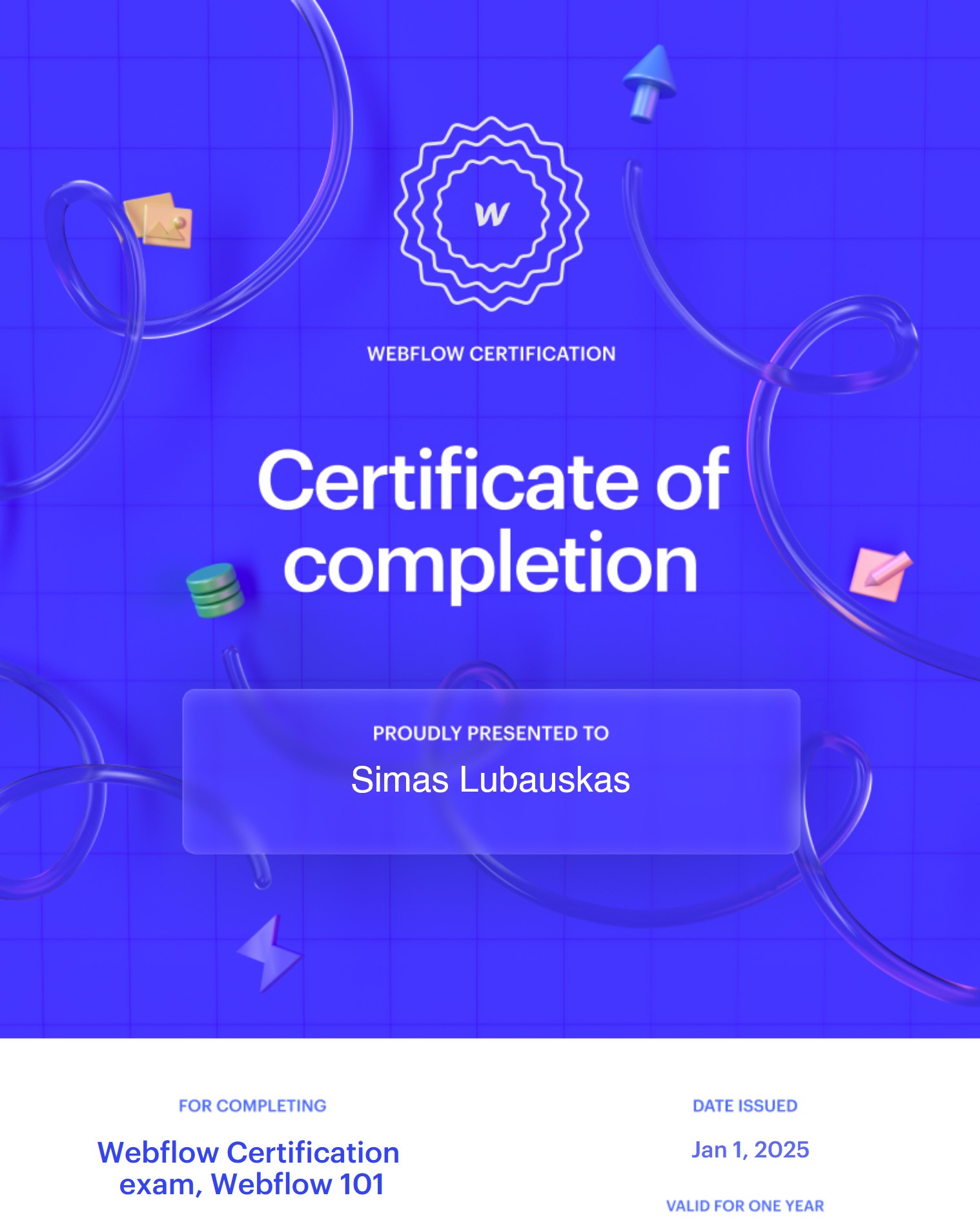 certificate simas lubauskas