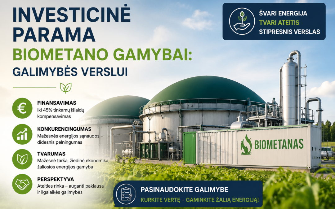 Investicinė parama biometano gamybai: galimybės verslui