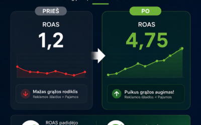 Kliento istorija – Meta Ads ROAS padidinimas nuo 1,2 iki 4,75